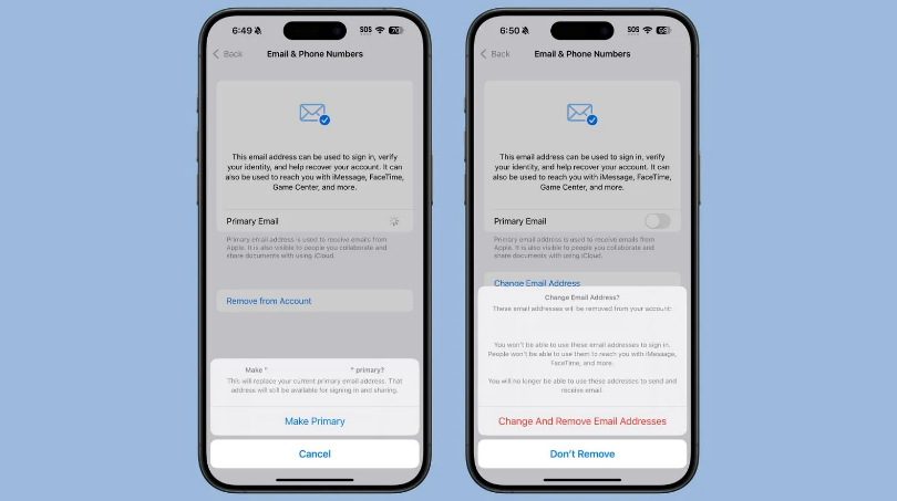 盘锦苹果手机维修分享苹果 iOS 18.1 支持设置“主要”邮箱地址并更改 iCloud 邮箱 