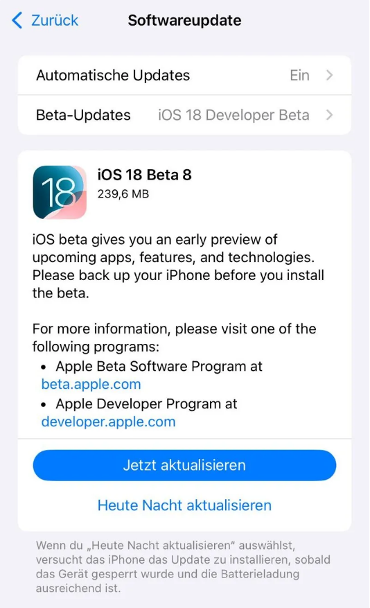 盘锦苹果手机维修分享苹果 iOS / iPadOS 18 开发者预览版 Beta 8 发布 